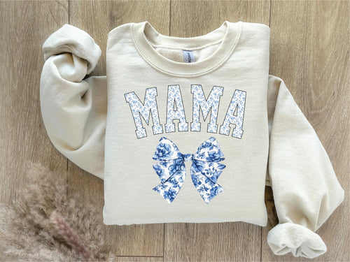 Blue Bow Floral Mama