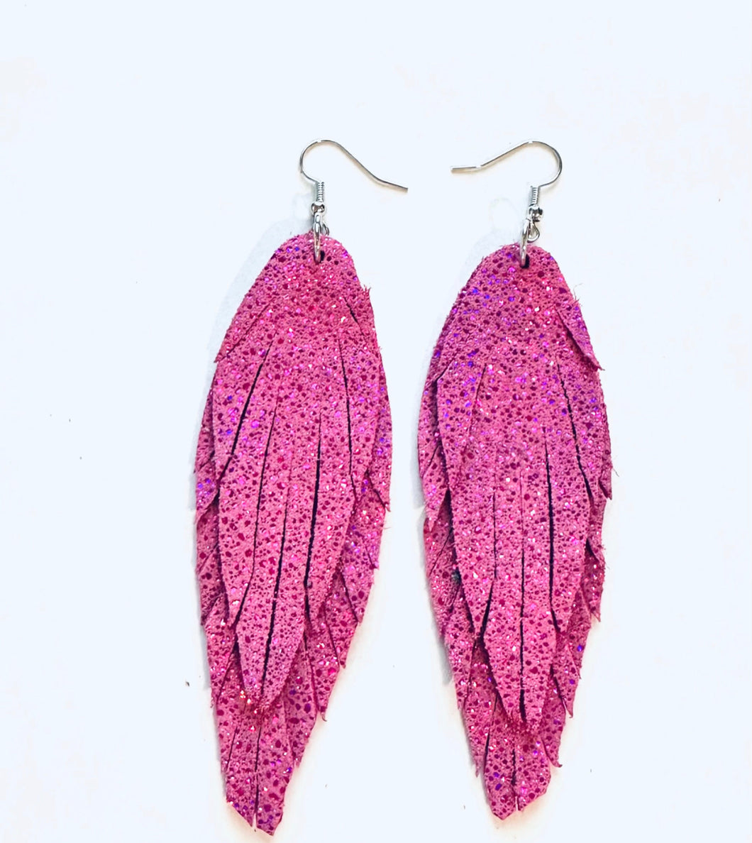 Pink Feather Earrings